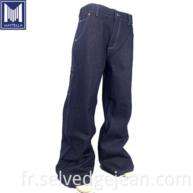 customized indigo 21-22oz selvedge mens heavy denim slim tapered mid waisted no shrinkage jeans